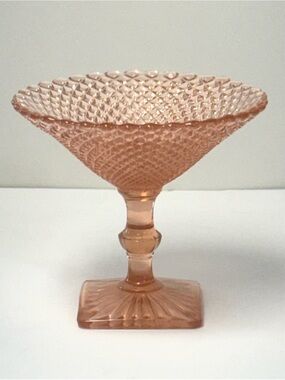 Anchor Hocking Pale Pink Diamond-Pattern Compote Pedestal